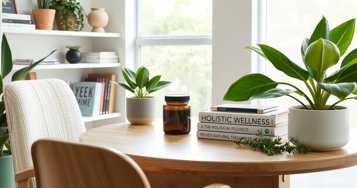Serene workspace representing natural wellness philosophy